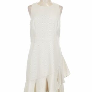 Banana Republic Cream with Grey Polka Dots Asymmetrical Dress